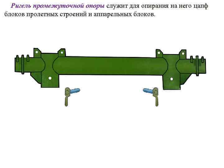 Ригель промежуточной опоры служит для опирания на него цапф блоков пролетных строений и аппарельных