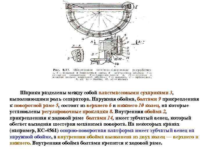 Шарики разделены между собой пластмассовыми сухариками 3, выполняющими роль сепаратора. Наружная обойма, болтами 9