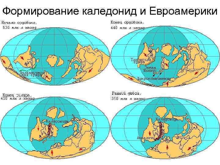 Формирование каледонид и Евроамерики 