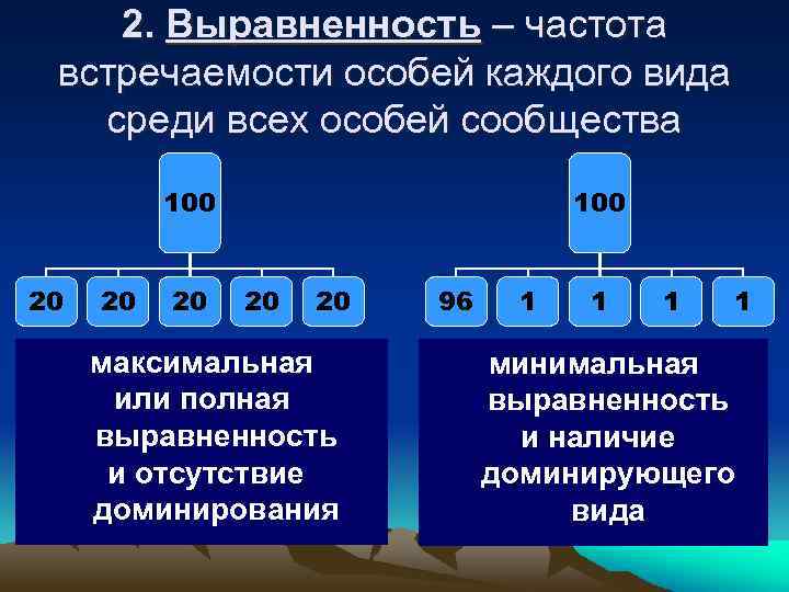 Установите соответствие между биоценозами. Выравненность видов. Частота встречаемости вида. Выравненность сообществ. Частота встречаемости вида рассчитывается по формуле.