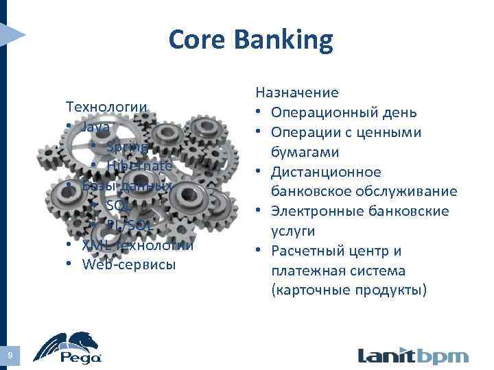 Core Banking Технологии • Java • Spring • Hibernate • Базы данных • SQL