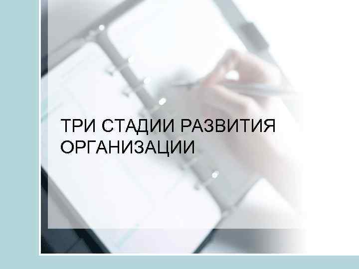 ТРИ СТАДИИ РАЗВИТИЯ ОРГАНИЗАЦИИ 