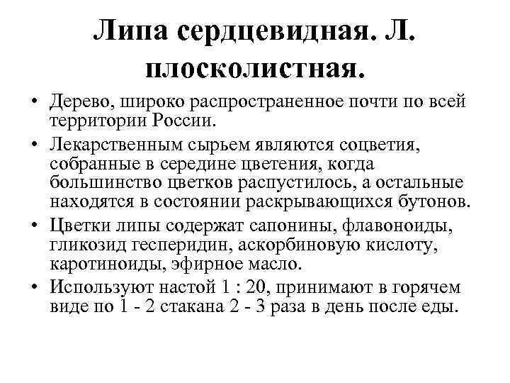 Липа сердцевидная. Л. плосколистная. • Дерево, широко распространенное почти по всей территории России. •