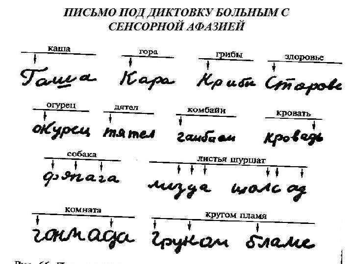 ПИСЬМО ПОД ДИКТОВКУ БОЛЬНЫМ С СЕНСОРНОЙ АФАЗИЕЙ 