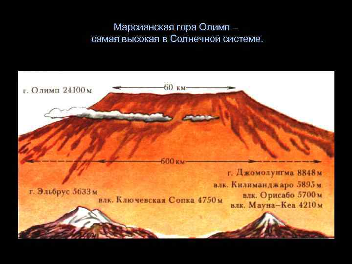 Марсианская гора Олимп – самая высокая в Солнечной системе. 