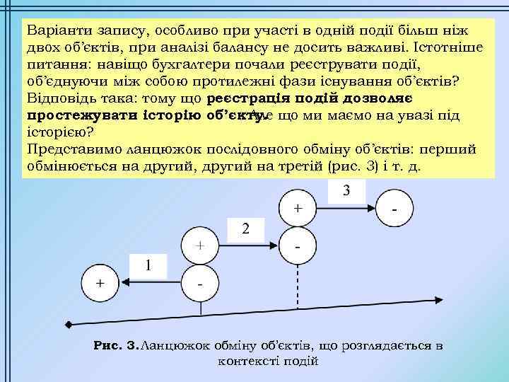 Варіанти запису, особливо при участі в одній події більш ніж двох об’єктів, при аналізі