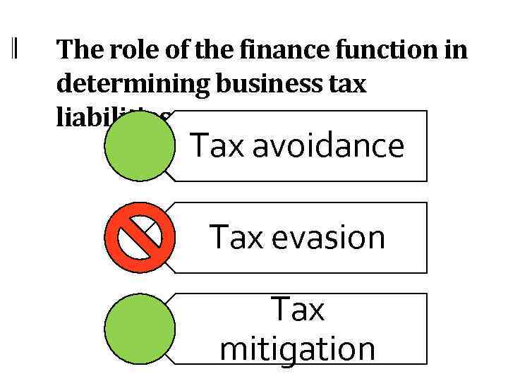 The role of the finance function in determining business tax liabilities Tax avoidance Tax