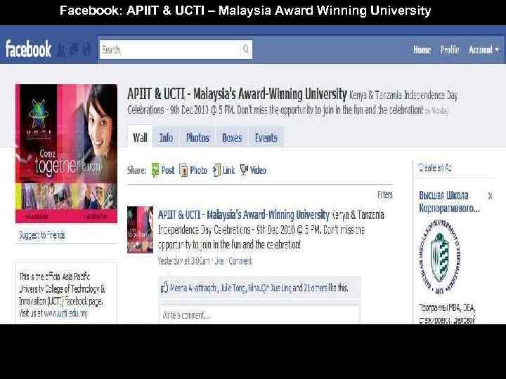 Facebook: APIIT & UCTI – Malaysia Award Winning University 