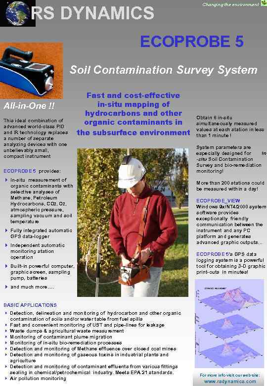 RS DYNAMICS Changing the environment ECOPROBE 5 Soil Contamination Survey System All-in-One !! This