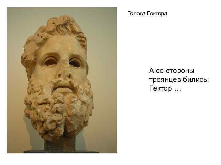 Голова Гектора А со стороны троянцев бились: Гектор … 