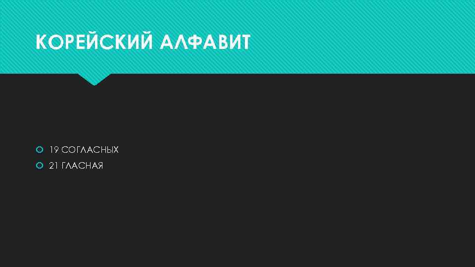 КОРЕЙСКИЙ АЛФАВИТ 19 СОГЛАСНЫХ 21 ГЛАСНАЯ 