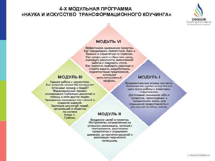 4 -Х МОДУЛЬНАЯ ПРОГРАММА «НАУКА И ИСКУССТВО ТРАНСФОРМАЦИОННОГО КОУЧИНГА» Москва, Россия 2009, Международный Эриксоновский