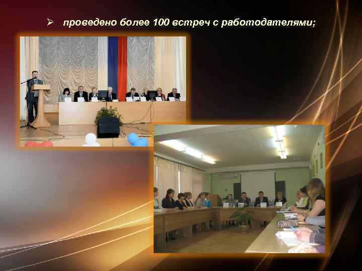 Ø проведено более 100 встреч с работодателями; 
