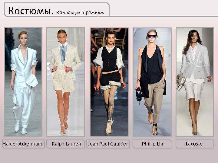 Костюмы. Коллекция премиум Haider Ackermann Ralph Lauren Jean Paul Gaultier Phillip Lim Lacoste 