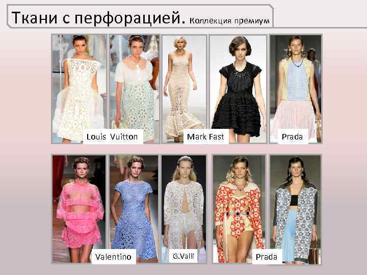 Ткани с перфорацией. Коллекция премиум Louis Vuitton Valentino Mark Fast G. Valli Prada 