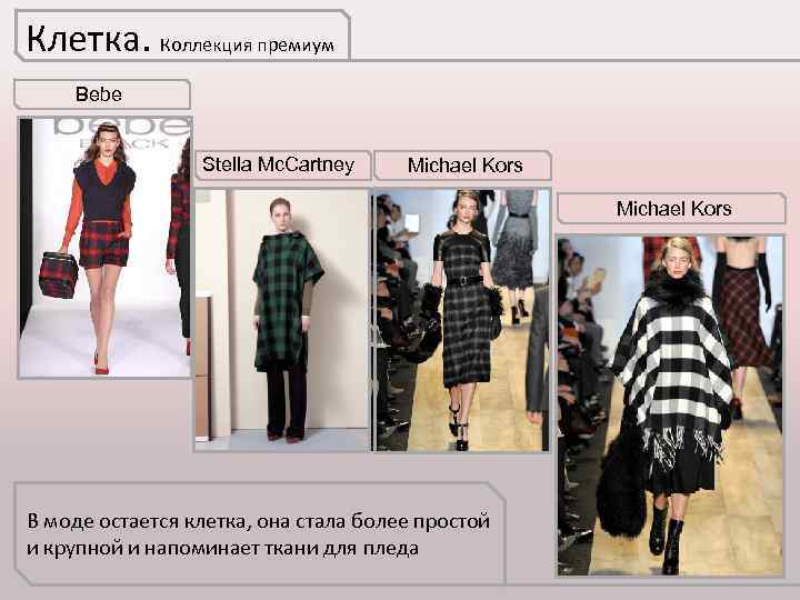 Клетка. Коллекция премиум Bebe Stella Mc. Cartney Michael Kors В моде остается клетка, она