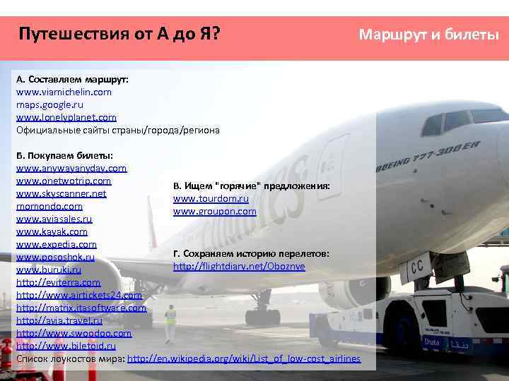 Путешествия от А до Я? Маршрут и билеты А. Составляем маршрут: www. viamichelin. com