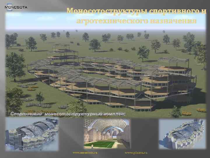 Моносотоструктуры спортивного и агротехнического назначения Спортивный моносотоструктурный комплекс www. monosota. ru www. plazna. ru