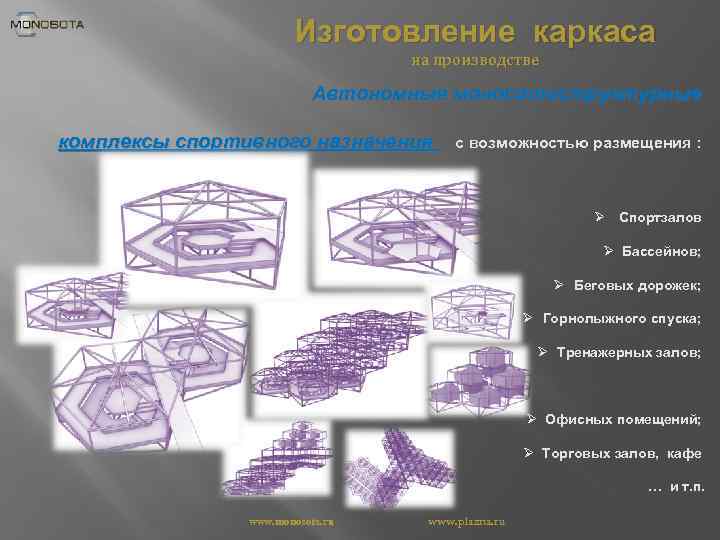 Изготовление каркаса на производстве Автономные моносотоструктурные комплексы спортивного назначения с возможностью размещения : Ø