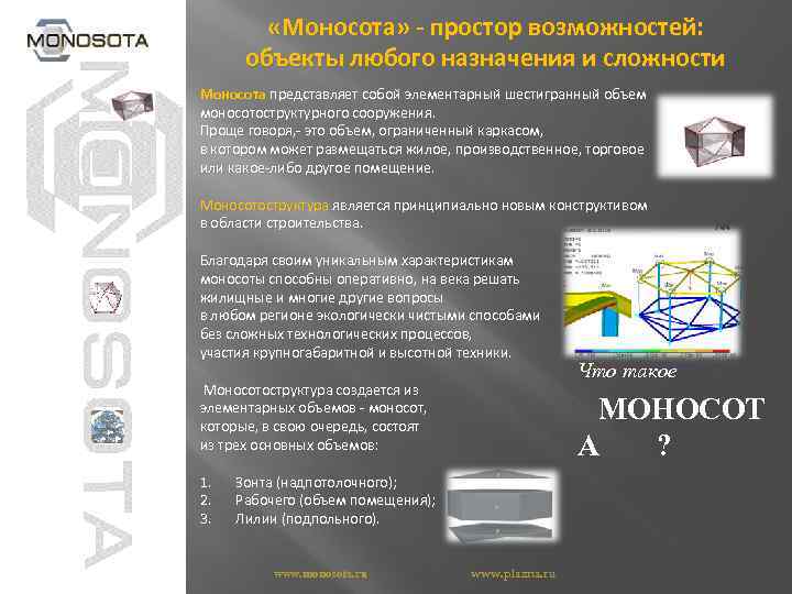  «Моносота» - простор возможностей: объекты любого назначения и сложности Моносота представляет собой элементарный
