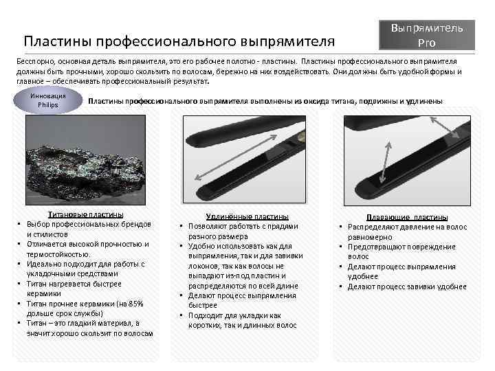 Выпрямитель Pro Пластины профессионального выпрямителя Бесспорно, основная деталь выпрямителя, это его рабочее полотно пластины.