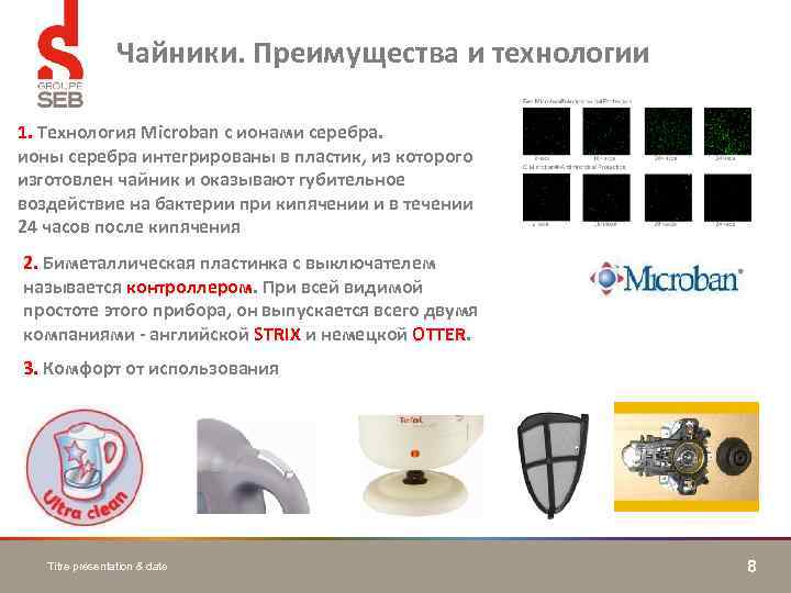 Чайники. Преимущества и технологии 1. Технология Microban с ионами серебра. ионы серебра интегрированы в