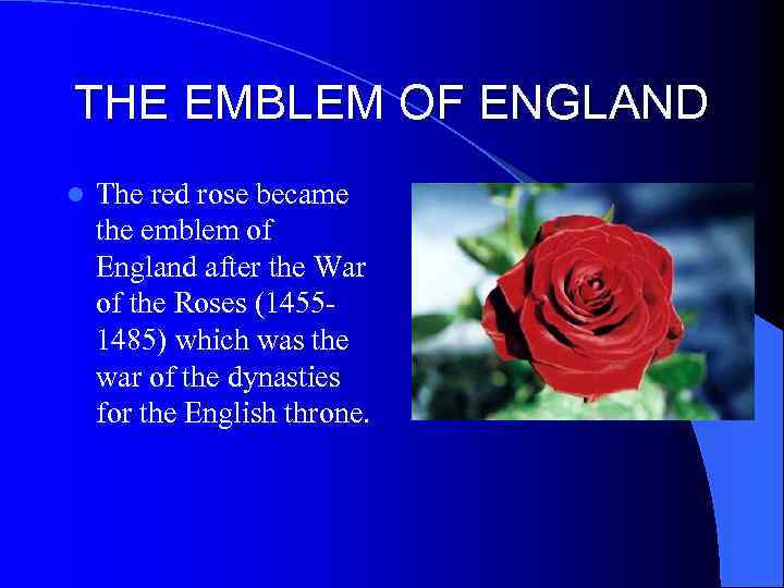 THE EMBLEM OF ENGLAND l The red rose became the emblem of England after