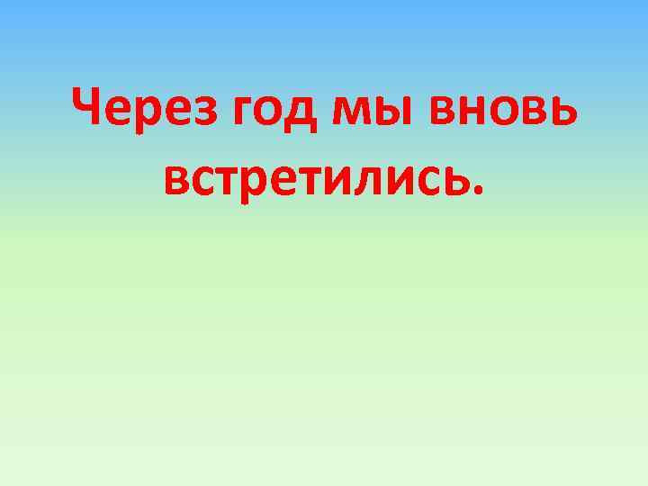 Через год мы вновь встретились. 