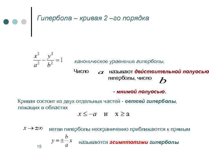 Каноническое уравнение гиперболы