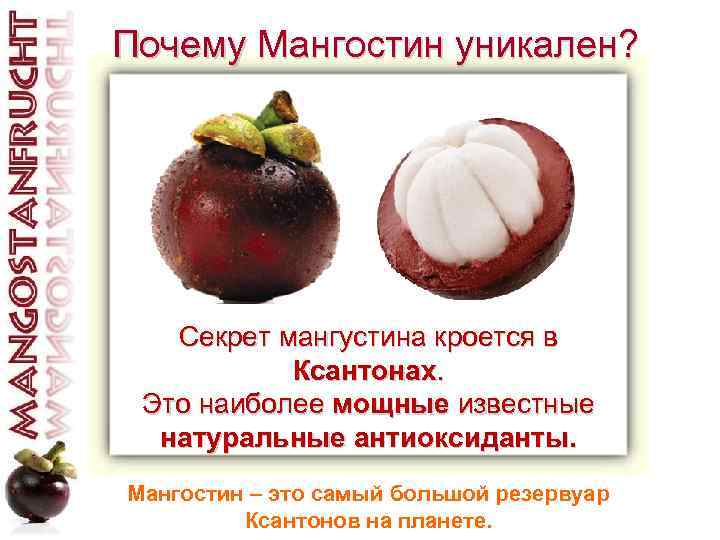 Почему Мангостин уникален? Секрет мангустина кроется в Ксантонах. Это наиболее мощные известные натуральные антиоксиданты.