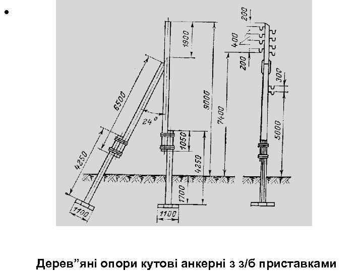  • Дерев”яні опори кутові анкерні з з/б приставками 