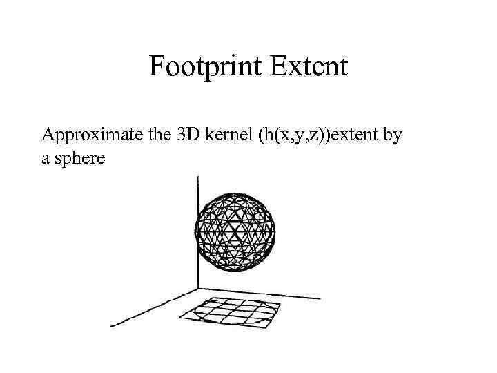 Footprint Extent Approximate the 3 D kernel (h(x, y, z))extent by a sphere 