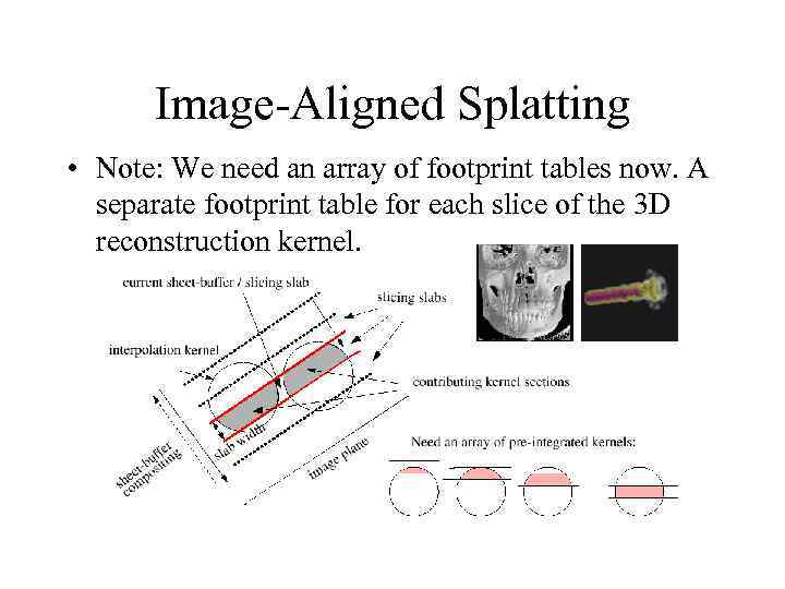 Image-Aligned Splatting • Note: We need an array of footprint tables now. A separate