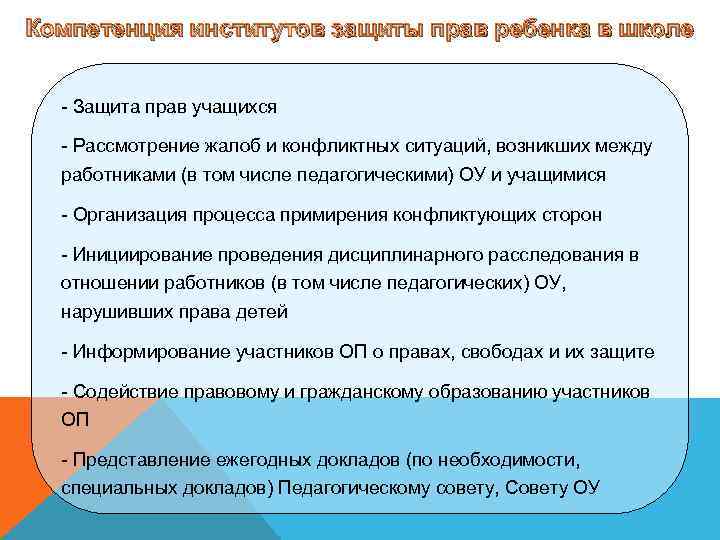 Способствует защите. Защита прав учащихся. Гражданские права обучающихся. 10 Перечень основных прав обучающихся представлен в?.