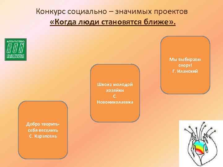 Конкурс социально – значимых проектов «Когда люди становятся ближе» . Мы выбираем спорт! Г.