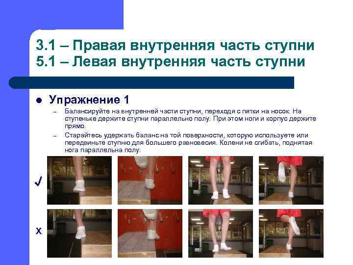 3. 1 – Правая внутренняя часть ступни 5. 1 – Левая внутренняя часть ступни