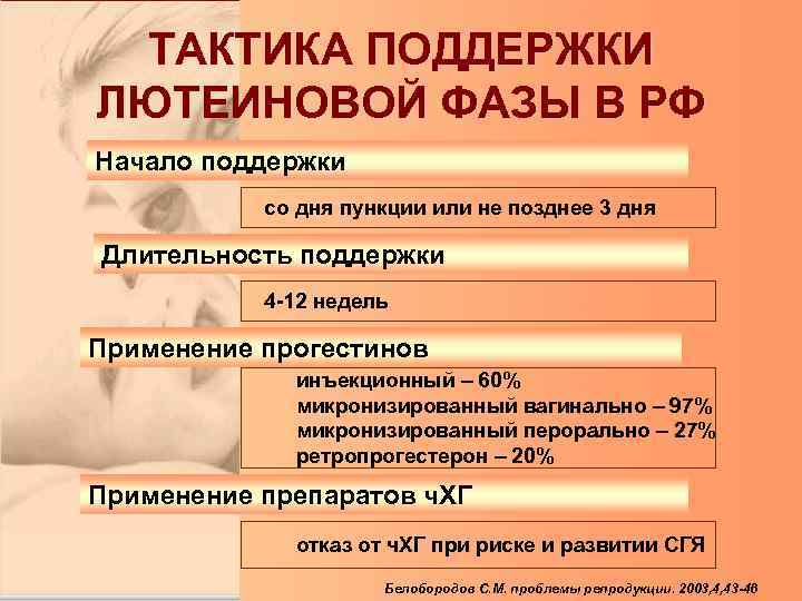 ТАКТИКА ПОДДЕРЖКИ ЛЮТЕИНОВОЙ ФАЗЫ В РФ Начало поддержки со дня пункции или не позднее