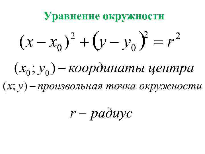 Уравнение окружности через радиус и центр