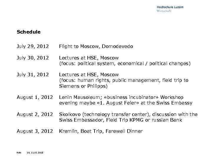 Schedule July 29, 2012 Flight to Moscow, Domodevedo July 30, 2012 Lectures at HSE,