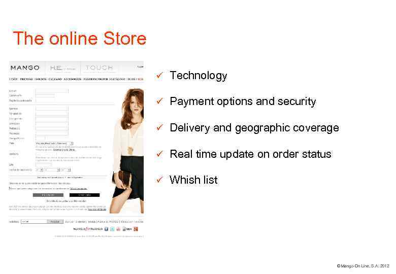 The online Store ü Technology ü Payment options and security ü Delivery and geographic