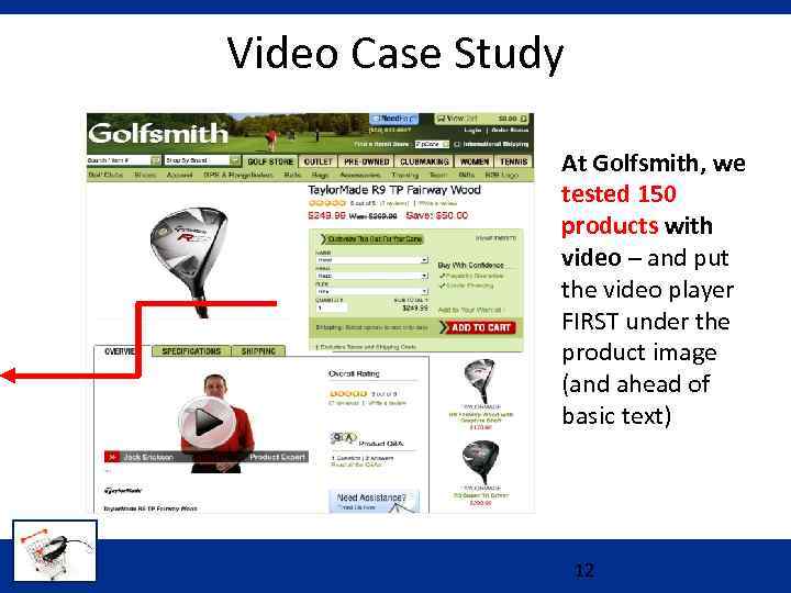 Video Case Study At Golfsmith, we tested 150 products with video – and put