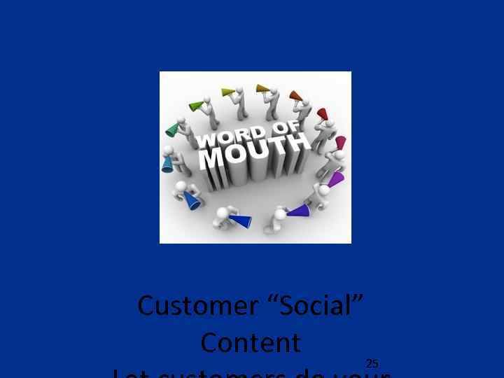 Customer “Social” Content 25 