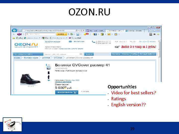 OZON. RU Opportunities • Video for best sellers? • Ratings • English version? ?