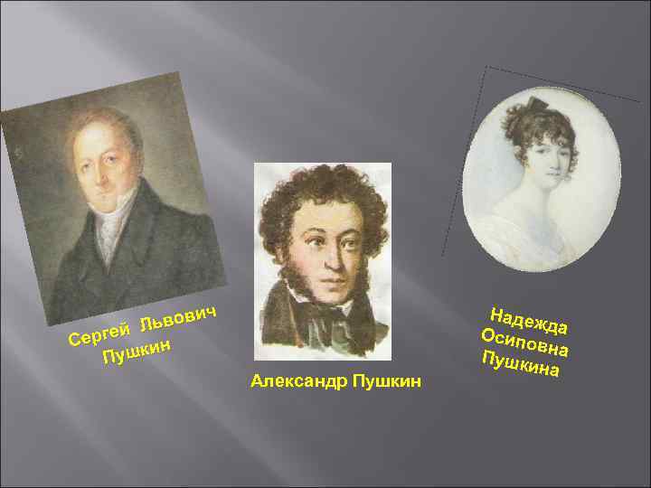 ч вови Ль ргей Се ин Пушк Александр Пушкин Надеж д Осипо а вн