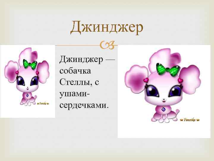 Джинджер — собачка Стеллы, с ушамисердечками. 