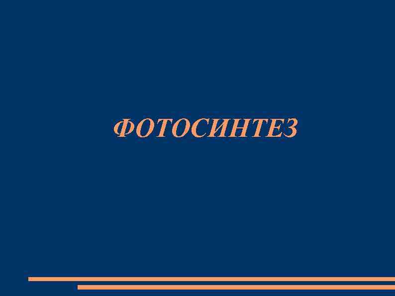 ФОТОСИНТЕЗ 