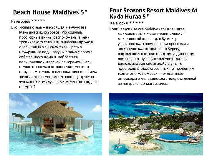 Beach House Maldives 5* Категория: * * * Этот новый отель – настоящая жемчужина