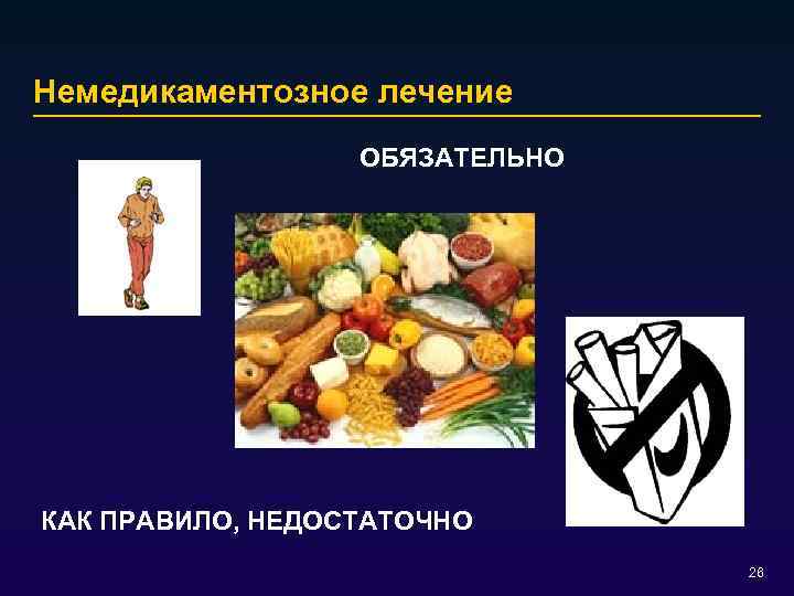 Немедикаментозное лечение ОБЯЗАТЕЛЬНО КАК ПРАВИЛО, НЕДОСТАТОЧНО 26 