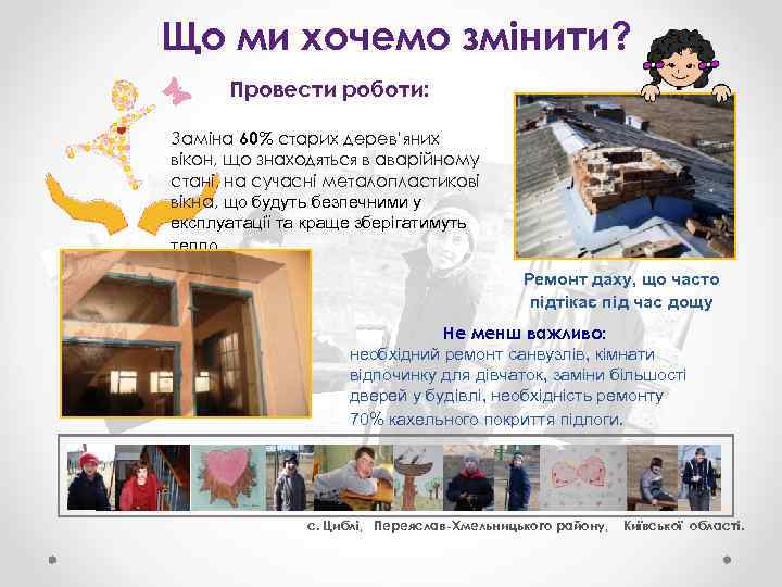 Що ми хочемо змінити? Провести роботи: Заміна 60% старих дерев’яних вікон, що знаходяться в
