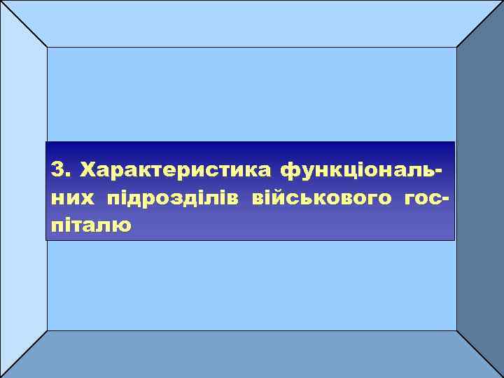 3. Характеристика функціональних підрозділів військового госпіталю 24 